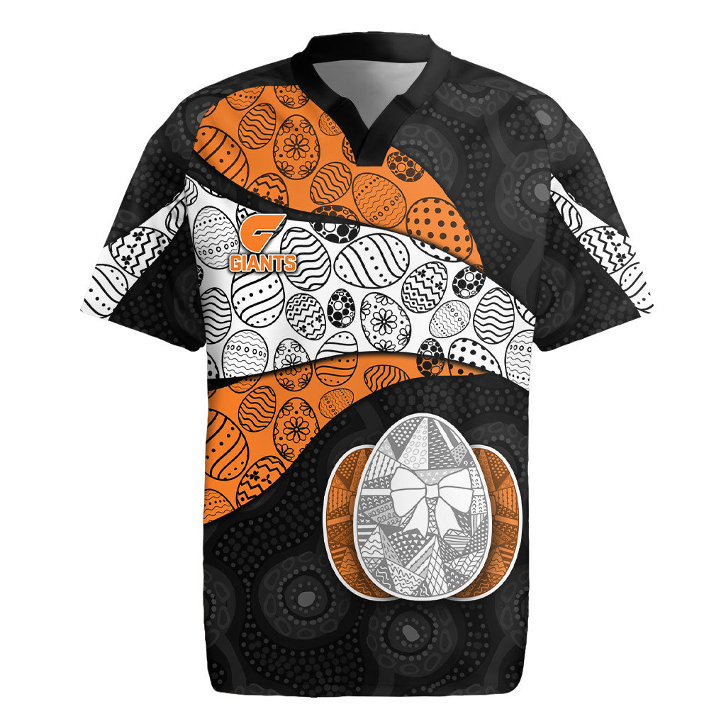 Personalized Giants Football Rugby Jersey Easter Egg Pattern Orange Monochrome Tribal Dot Style