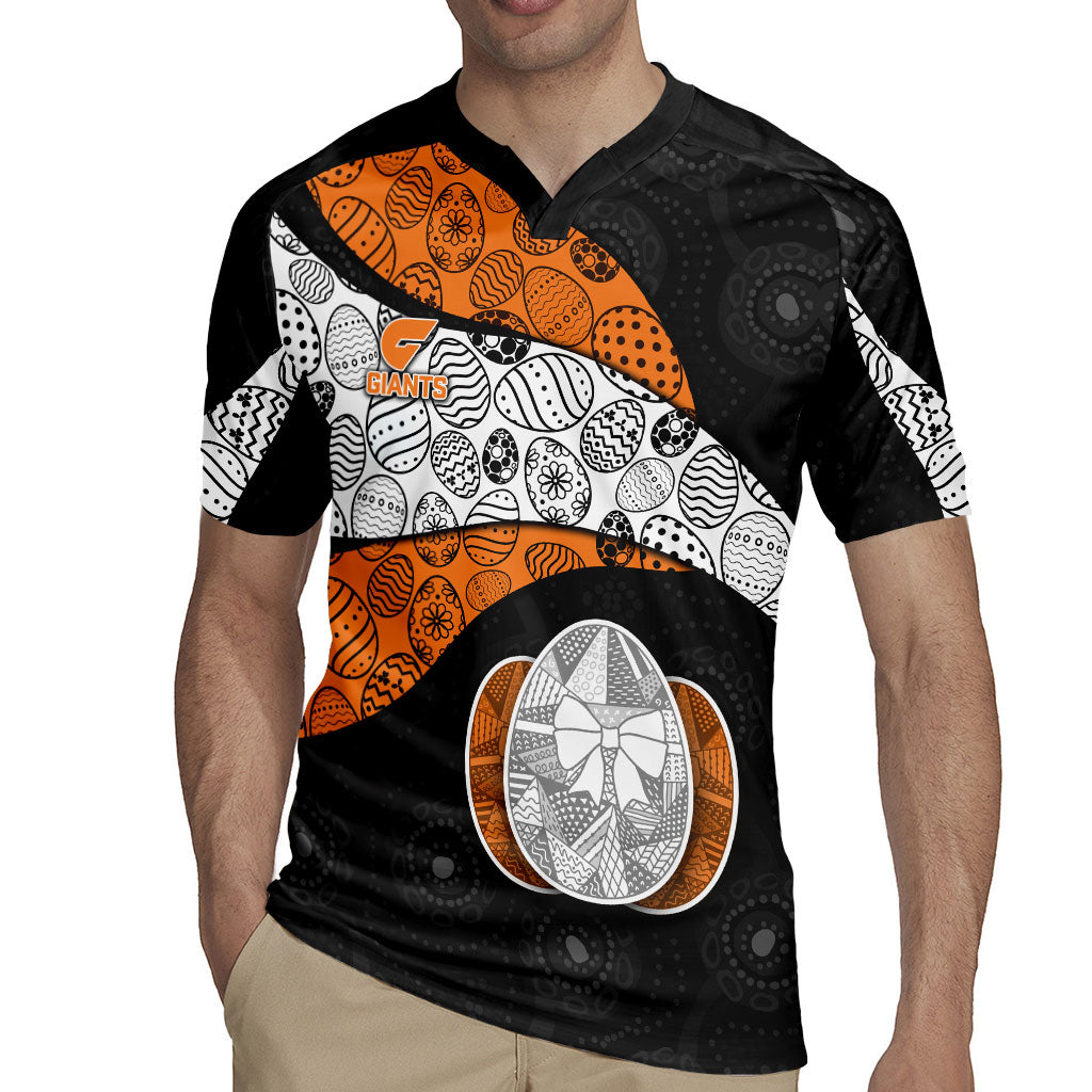 Personalized Giants Football Rugby Jersey Easter Egg Pattern Orange Monochrome Tribal Dot Style