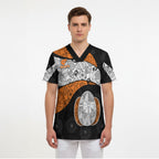 Personalized Giants Football Scrub Top Easter Egg Pattern Orange Monochrome Tribal Dot Style