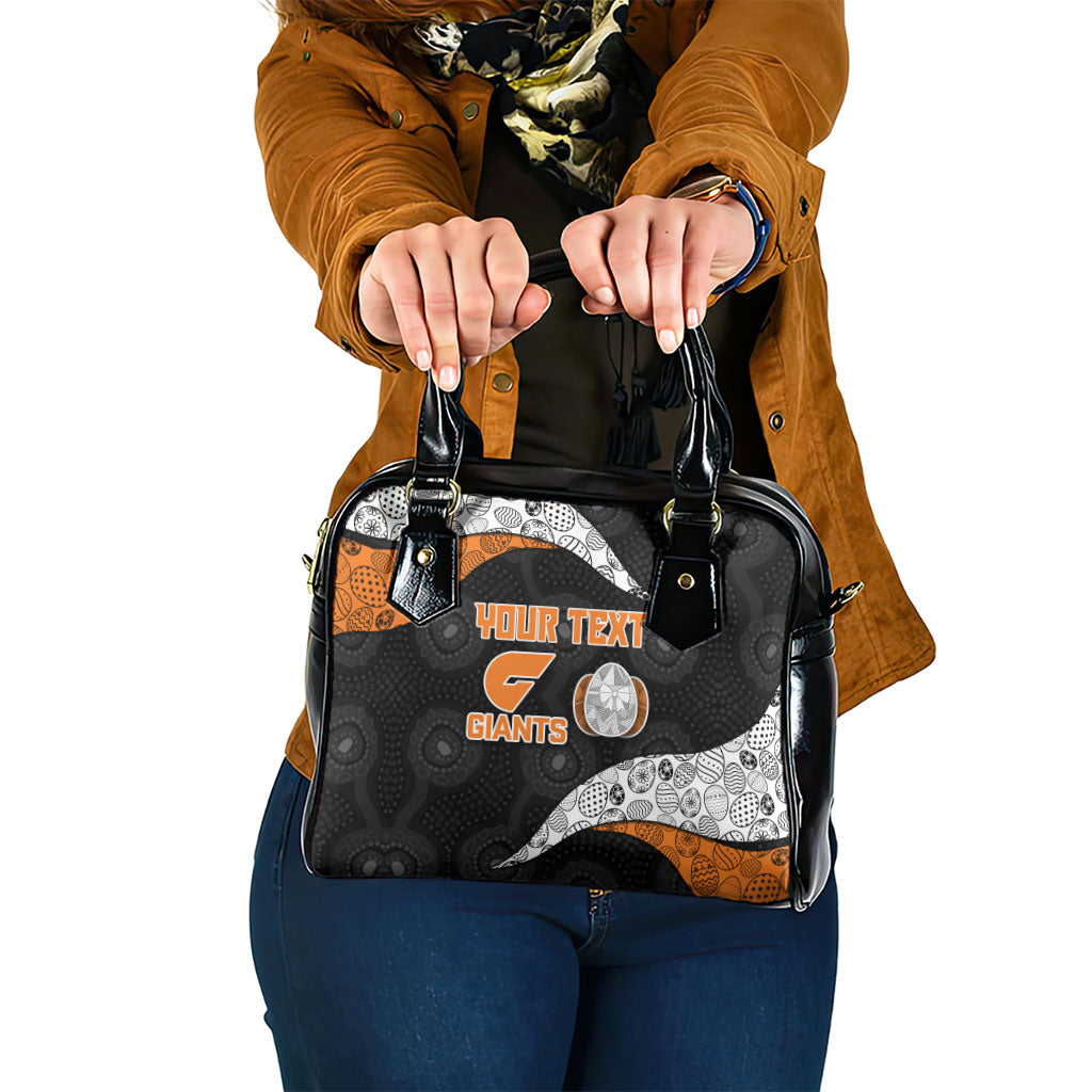 Personalized Giants Football Shoulder Handbag Easter Egg Pattern Orange Monochrome Tribal Dot Style