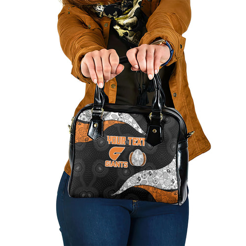Personalized Giants Football Shoulder Handbag Easter Egg Pattern Orange Monochrome Tribal Dot Style