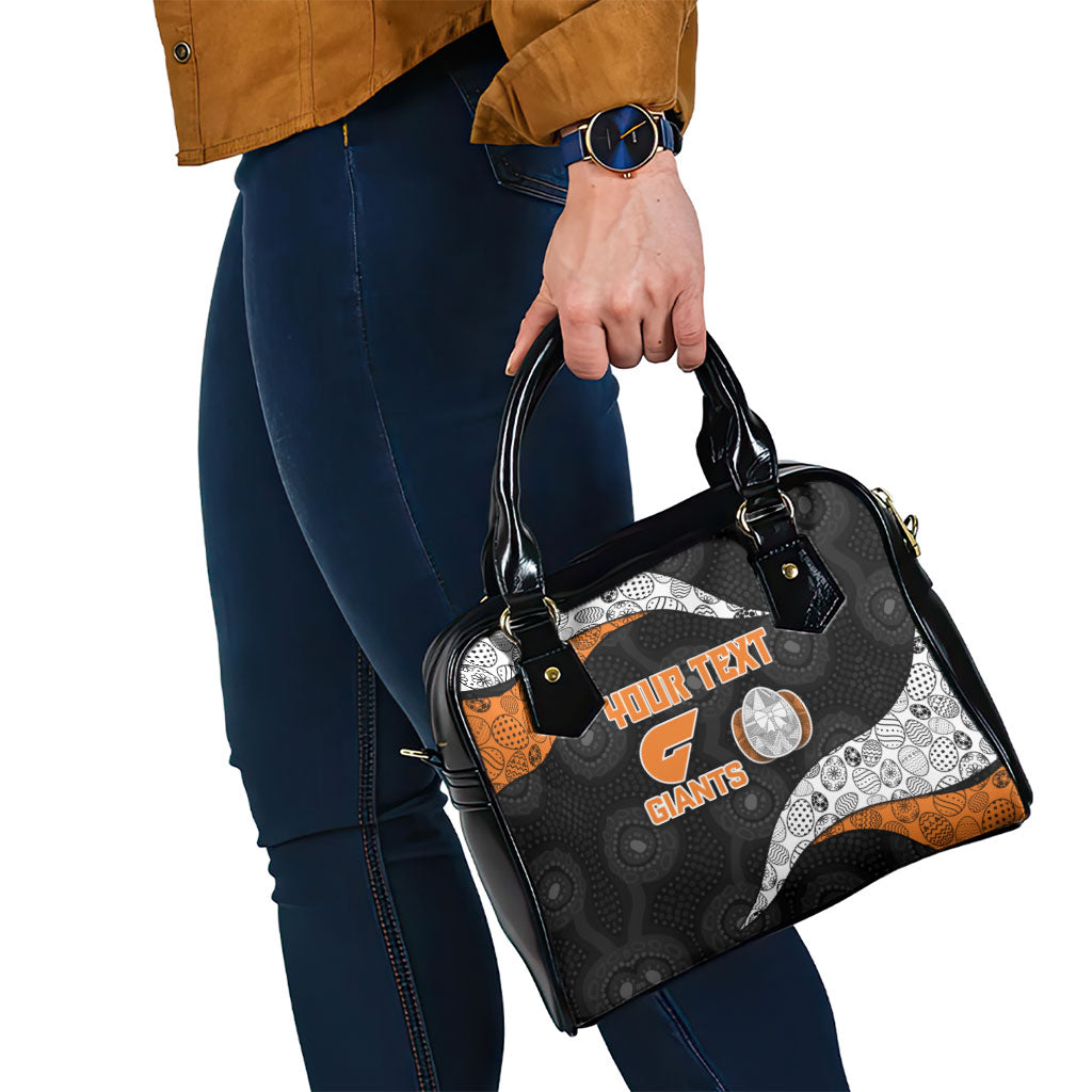 Personalized Giants Football Shoulder Handbag Easter Egg Pattern Orange Monochrome Tribal Dot Style