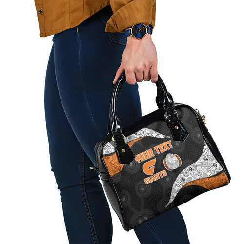 Personalized Giants Football Shoulder Handbag Easter Egg Pattern Orange Monochrome Tribal Dot Style