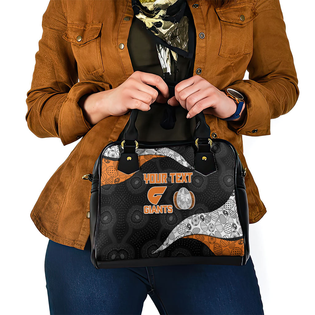 Personalized Giants Football Shoulder Handbag Easter Egg Pattern Orange Monochrome Tribal Dot Style