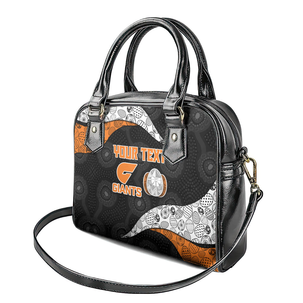Personalized Giants Football Shoulder Handbag Easter Egg Pattern Orange Monochrome Tribal Dot Style