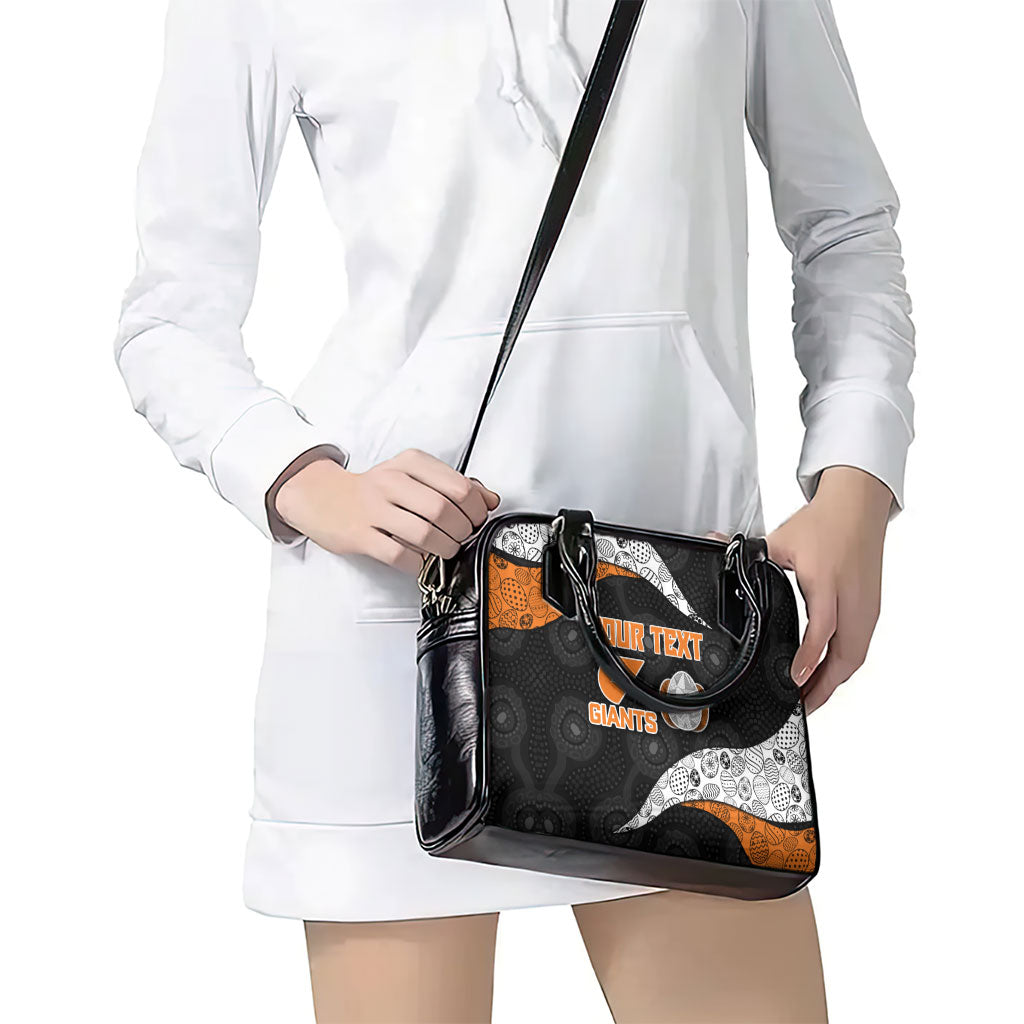 Personalized Giants Football Shoulder Handbag Easter Egg Pattern Orange Monochrome Tribal Dot Style