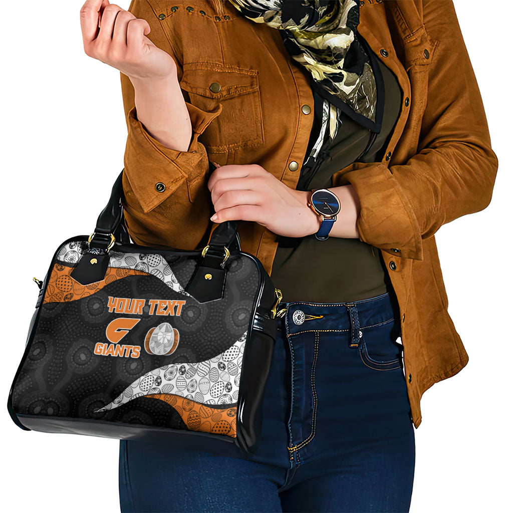 Personalized Giants Football Shoulder Handbag Easter Egg Pattern Orange Monochrome Tribal Dot Style