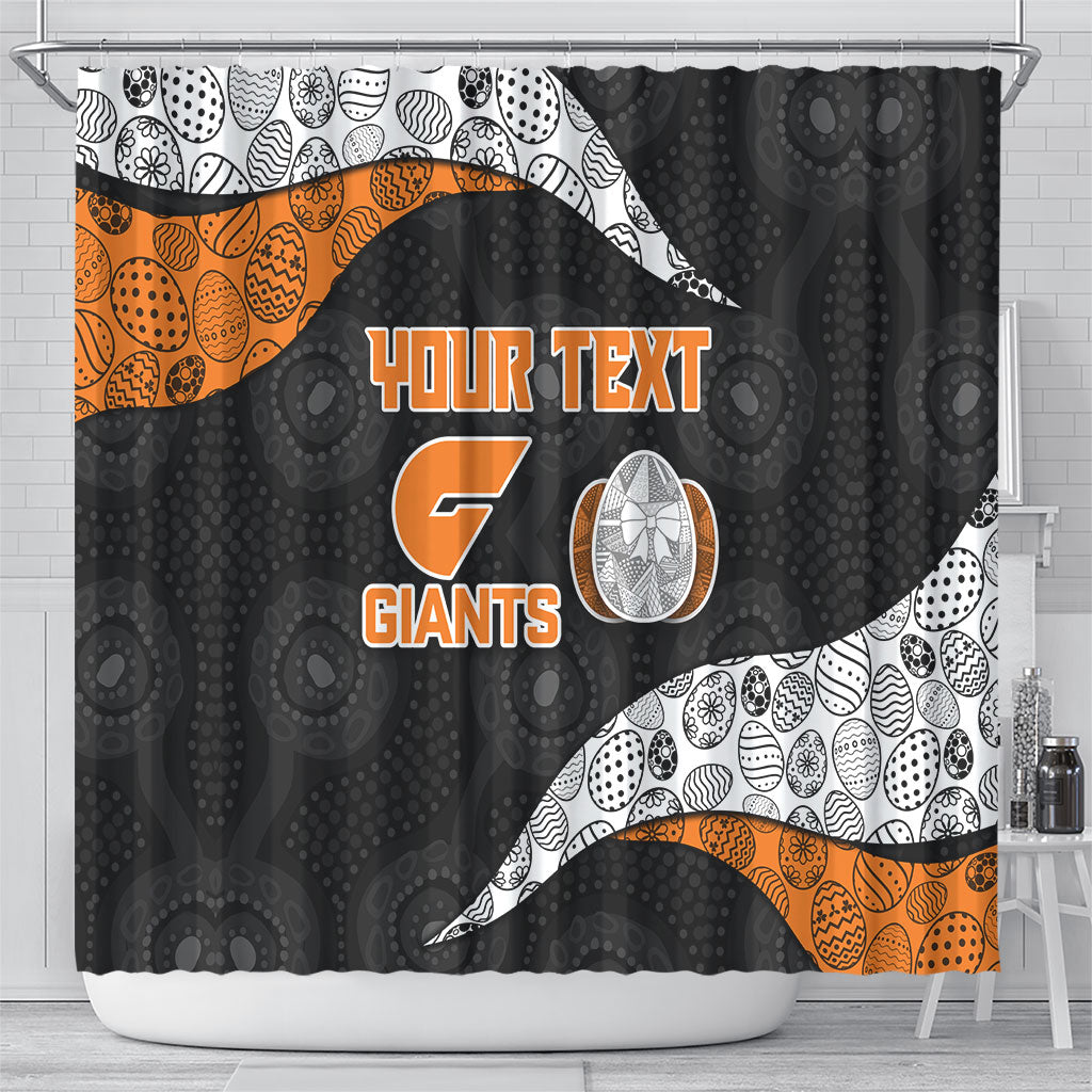 Personalized Giants Football Shower Curtain Easter Egg Pattern Orange Monochrome Tribal Dot Style