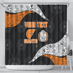 Personalized Giants Football Shower Curtain Easter Egg Pattern Orange Monochrome Tribal Dot Style