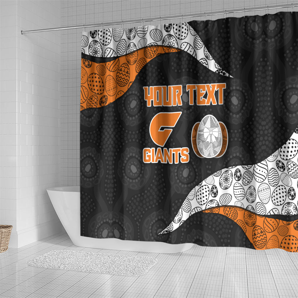 Personalized Giants Football Shower Curtain Easter Egg Pattern Orange Monochrome Tribal Dot Style