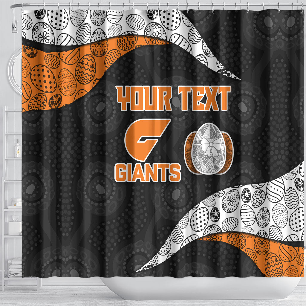 Personalized Giants Football Shower Curtain Easter Egg Pattern Orange Monochrome Tribal Dot Style