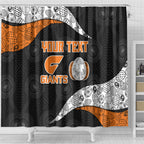 Personalized Giants Football Shower Curtain Easter Egg Pattern Orange Monochrome Tribal Dot Style