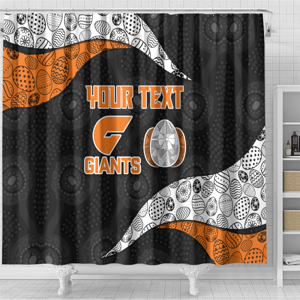 Personalized Giants Football Shower Curtain Easter Egg Pattern Orange Monochrome Tribal Dot Style