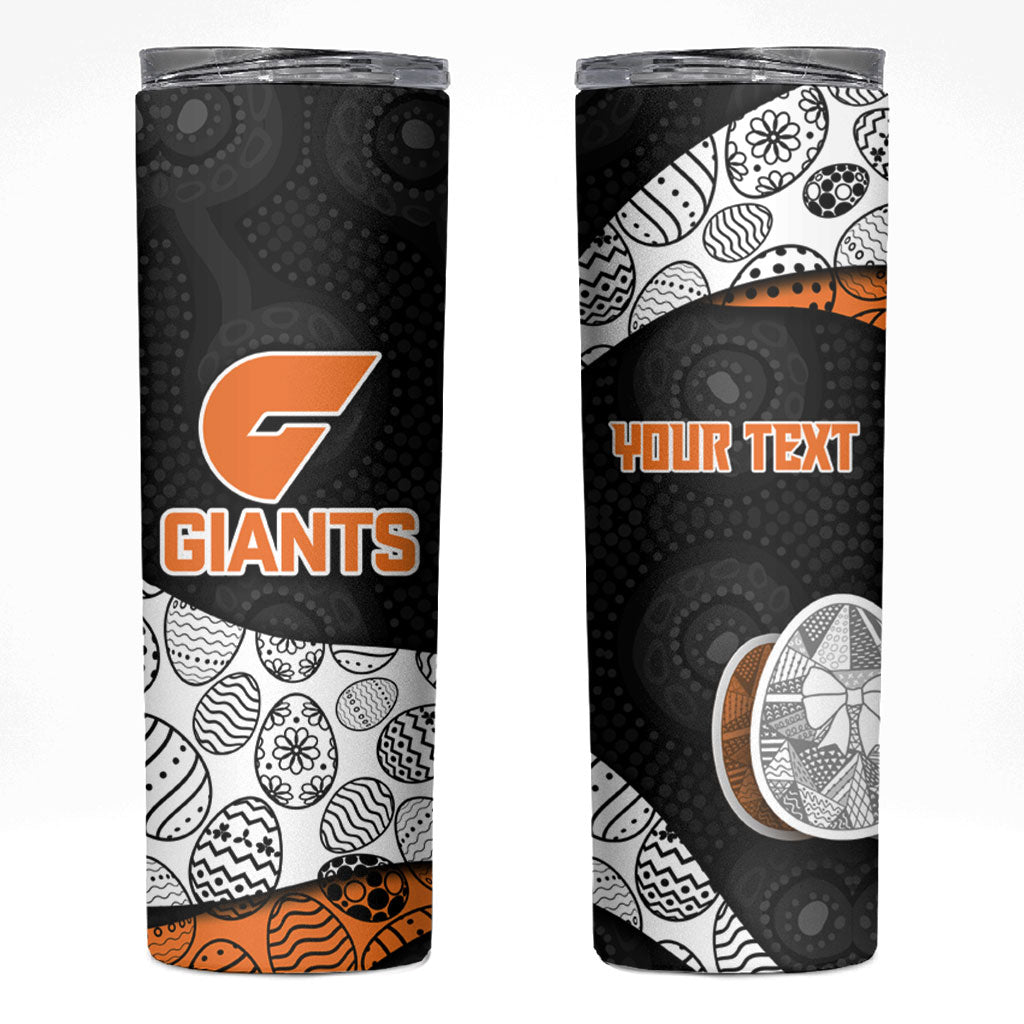 Personalized Giants Football Skinny Tumbler Easter Egg Pattern Orange Monochrome Tribal Dot Style