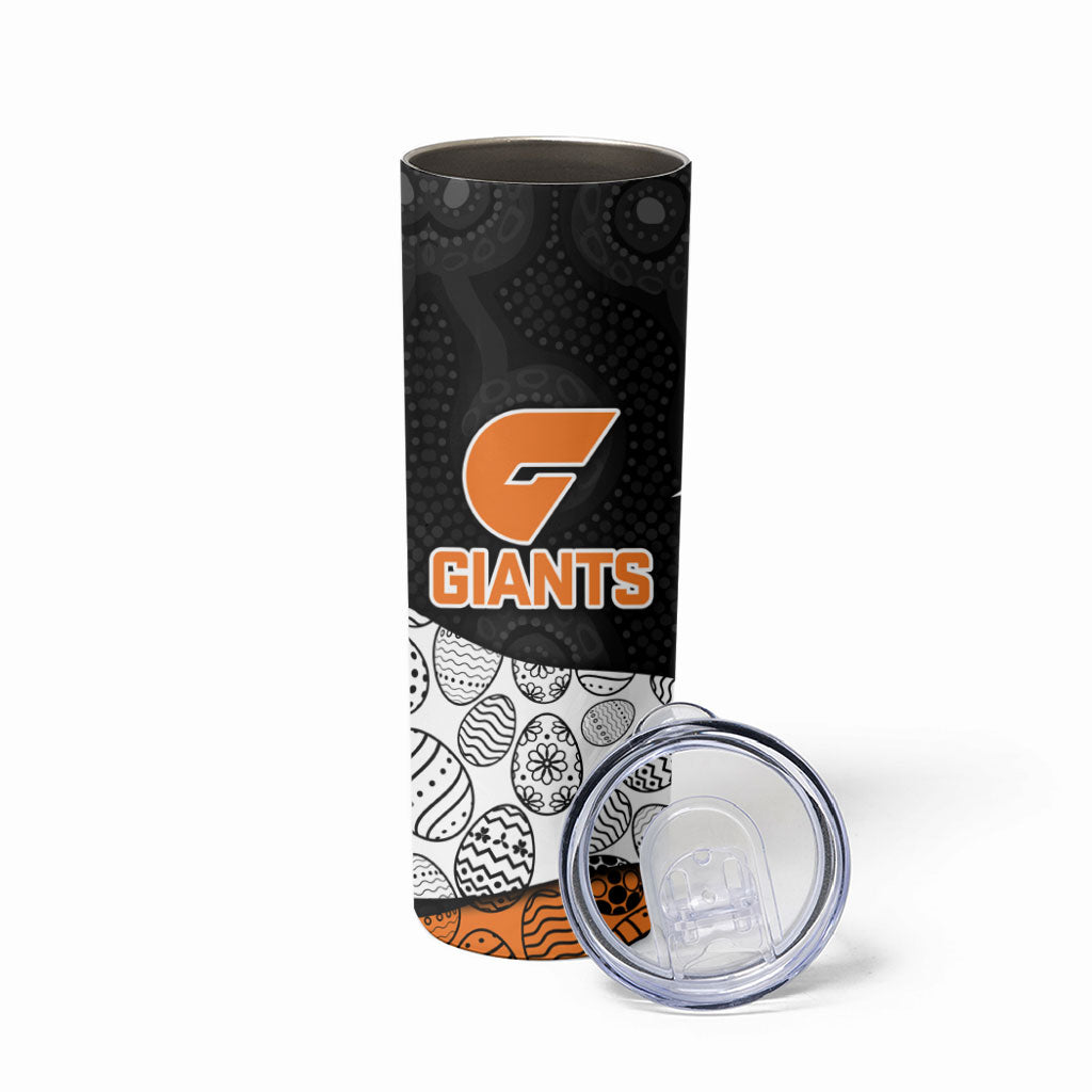 Personalized Giants Football Skinny Tumbler Easter Egg Pattern Orange Monochrome Tribal Dot Style