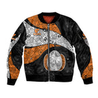 Personalized Giants Football Sleeve Zip Bomber Jacket Easter Egg Pattern Orange Monochrome Tribal Dot Style
