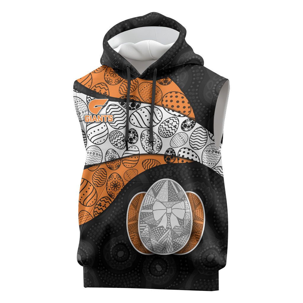 Personalized Giants Football Sleeveless Hoodie Easter Egg Pattern Orange Monochrome Tribal Dot Style