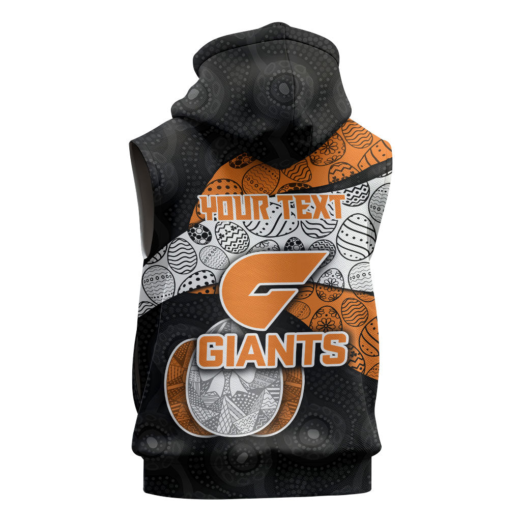 Personalized Giants Football Sleeveless Hoodie Easter Egg Pattern Orange Monochrome Tribal Dot Style