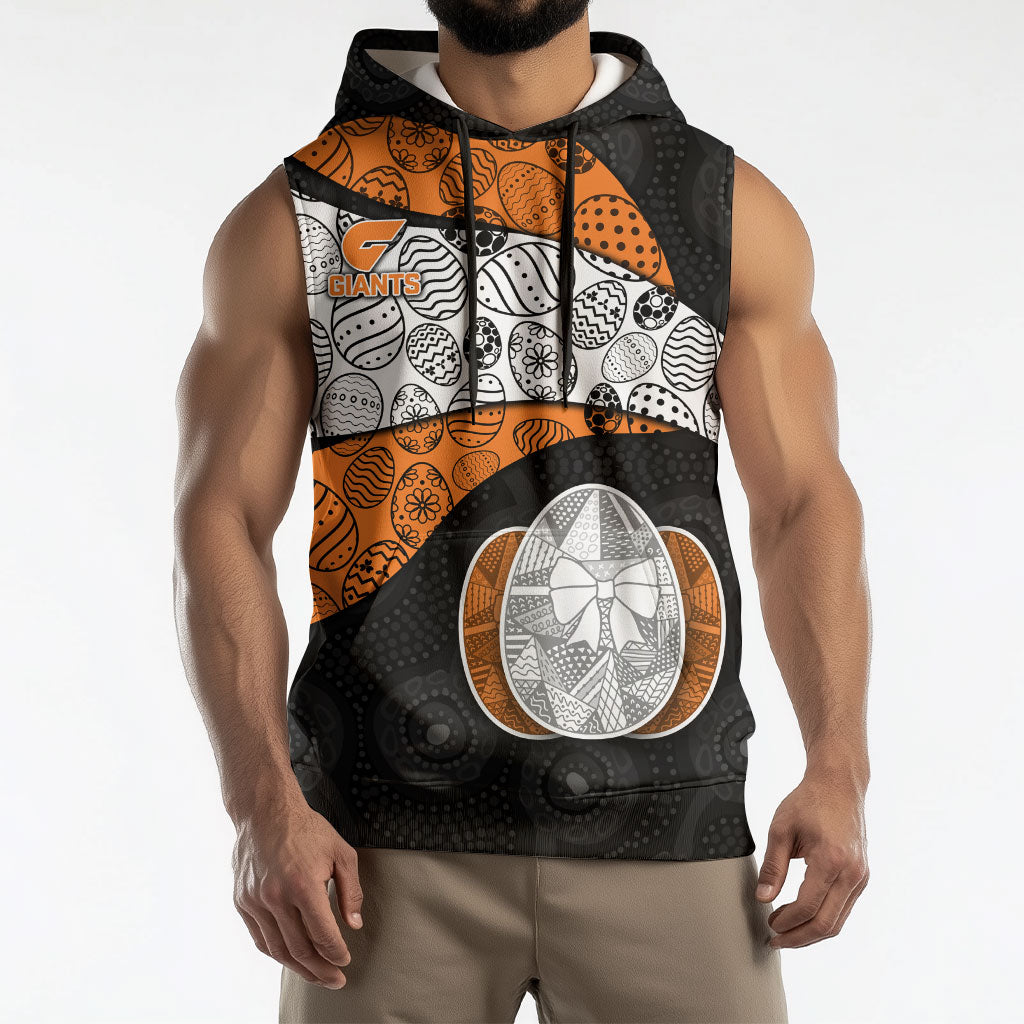 Personalized Giants Football Sleeveless Hoodie Easter Egg Pattern Orange Monochrome Tribal Dot Style