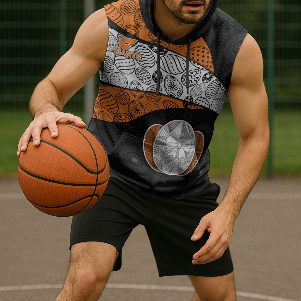 Personalized Giants Football Sleeveless Hoodie Easter Egg Pattern Orange Monochrome Tribal Dot Style