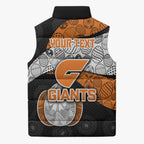 Personalized Giants Football Sleeveless Puffer Jacket Easter Egg Pattern Orange Monochrome Tribal Dot Style