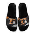Personalized Giants Football Slide Sandals Easter Egg Pattern Orange Monochrome Tribal Dot Style
