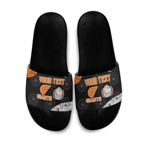 Personalized Giants Football Slide Sandals Easter Egg Pattern Orange Monochrome Tribal Dot Style