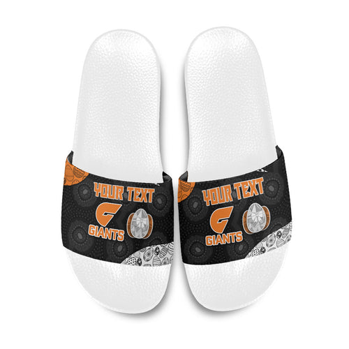Personalized Giants Football Slide Sandals Easter Egg Pattern Orange Monochrome Tribal Dot Style