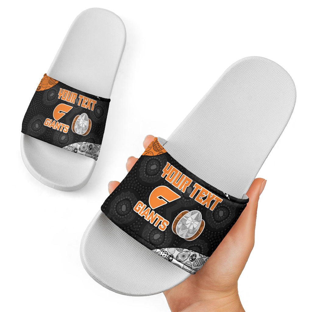 Personalized Giants Football Slide Sandals Easter Egg Pattern Orange Monochrome Tribal Dot Style