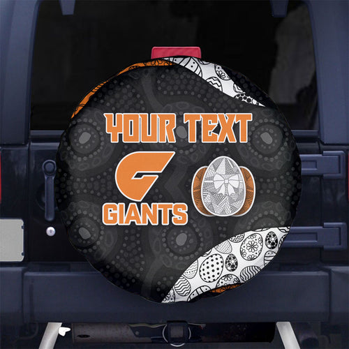 Personalized Giants Football Spare Tire Cover Easter Egg Pattern Orange Monochrome Tribal Dot Style