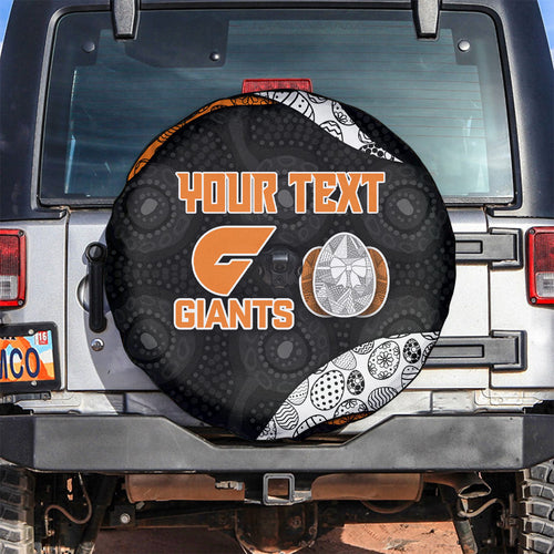 Personalized Giants Football Spare Tire Cover Easter Egg Pattern Orange Monochrome Tribal Dot Style