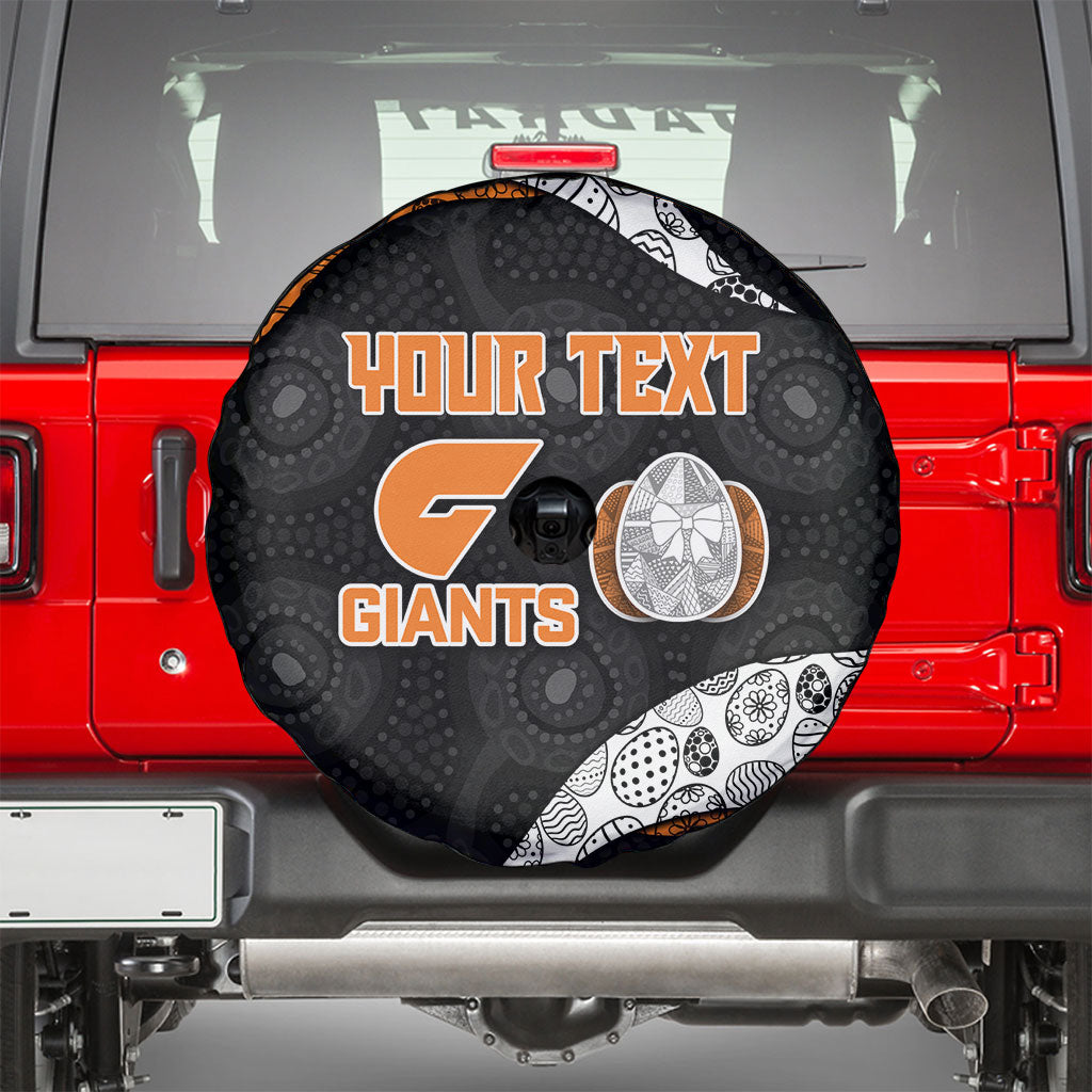 Personalized Giants Football Spare Tire Cover Easter Egg Pattern Orange Monochrome Tribal Dot Style