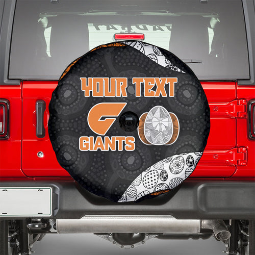 Personalized Giants Football Spare Tire Cover Easter Egg Pattern Orange Monochrome Tribal Dot Style