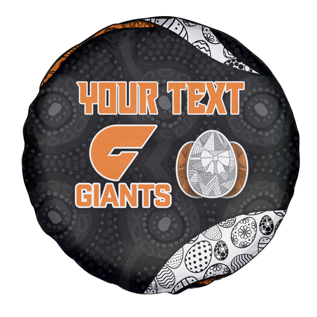 Personalized Giants Football Spare Tire Cover Easter Egg Pattern Orange Monochrome Tribal Dot Style