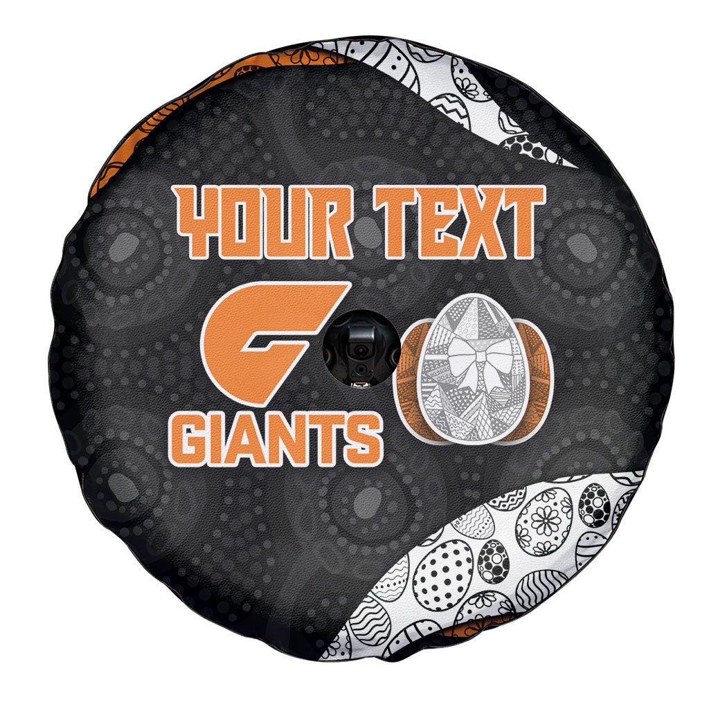 Personalized Giants Football Spare Tire Cover Easter Egg Pattern Orange Monochrome Tribal Dot Style