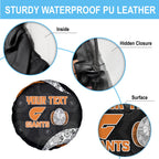 Personalized Giants Football Spare Tire Cover Easter Egg Pattern Orange Monochrome Tribal Dot Style