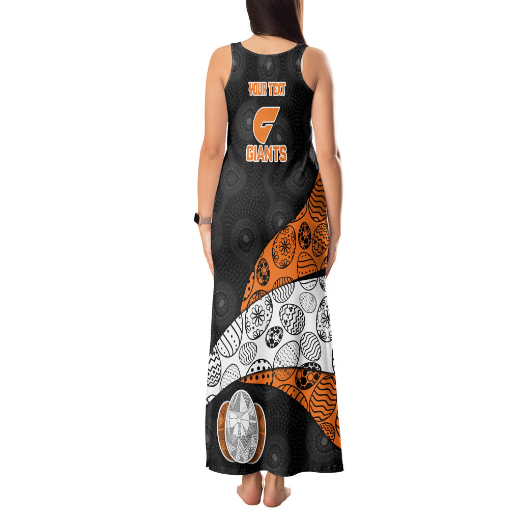 Personalized Giants Football Tank Maxi Dress Easter Egg Pattern Orange Monochrome Tribal Dot Style