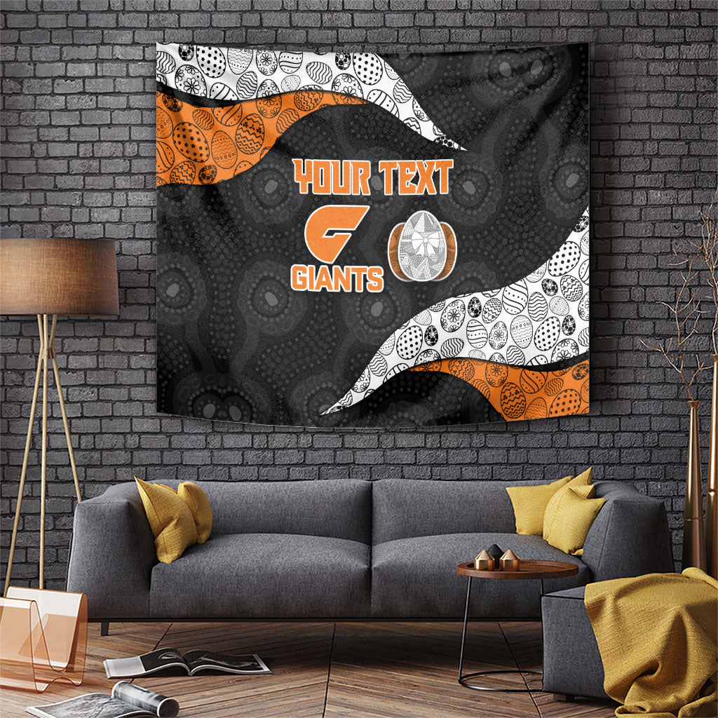 Personalized Giants Football Tapestry Easter Egg Pattern Orange Monochrome Tribal Dot Style
