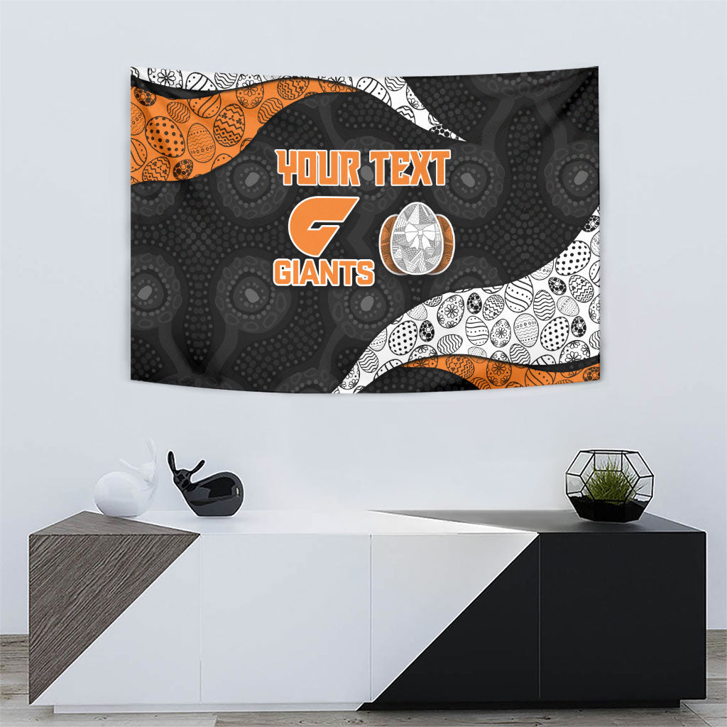 Personalized Giants Football Tapestry Easter Egg Pattern Orange Monochrome Tribal Dot Style