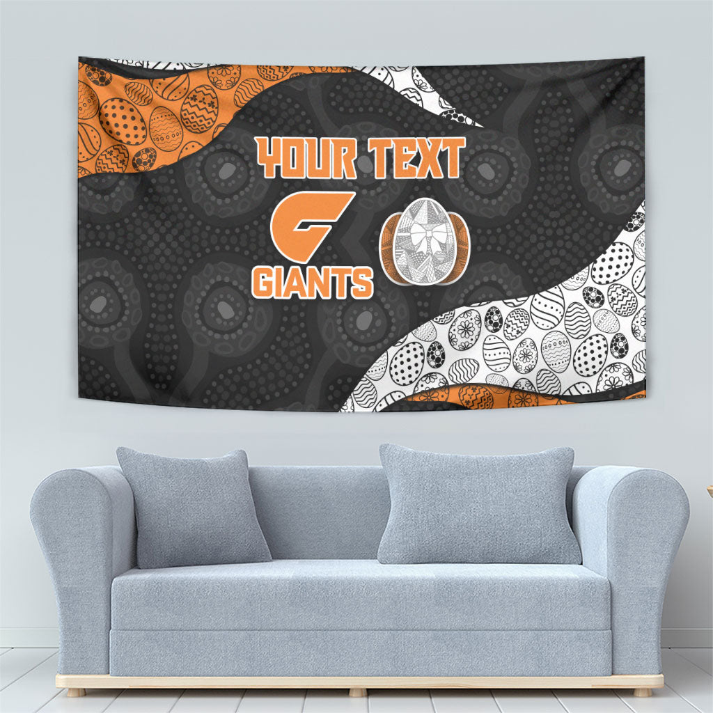 Personalized Giants Football Tapestry Easter Egg Pattern Orange Monochrome Tribal Dot Style