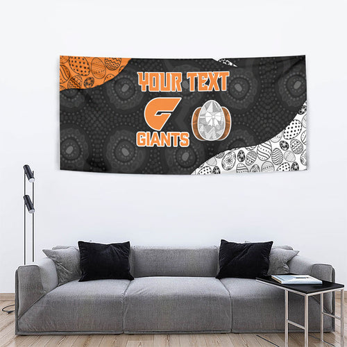 Personalized Giants Football Tapestry Easter Egg Pattern Orange Monochrome Tribal Dot Style