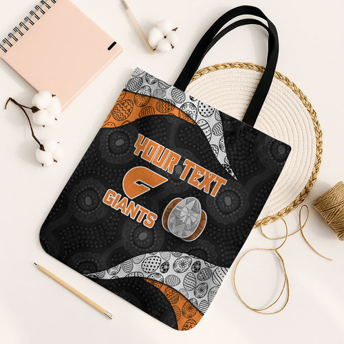 Personalized Giants Football Tote Bag Easter Egg Pattern Orange Monochrome Tribal Dot Style