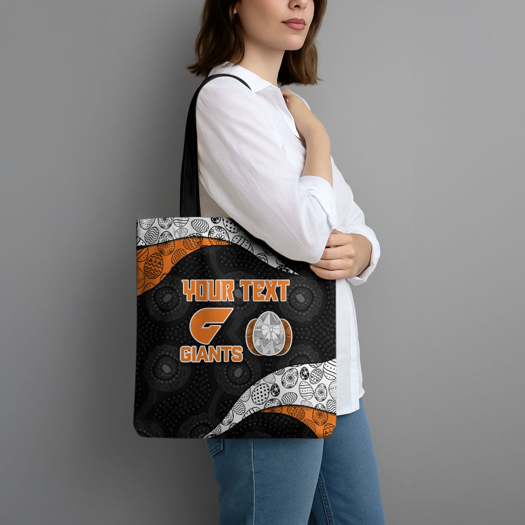 Personalized Giants Football Tote Bag Easter Egg Pattern Orange Monochrome Tribal Dot Style