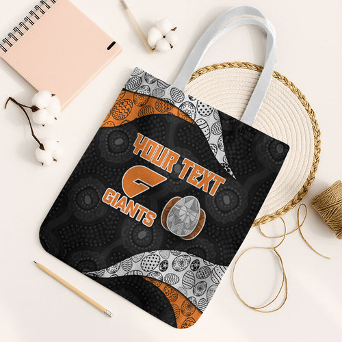 Personalized Giants Football Tote Bag Easter Egg Pattern Orange Monochrome Tribal Dot Style