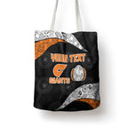 Personalized Giants Football Tote Bag Easter Egg Pattern Orange Monochrome Tribal Dot Style