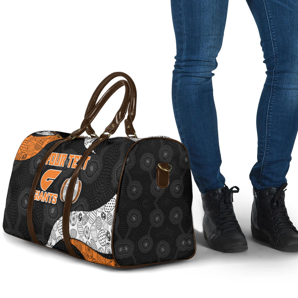 Personalized Giants Football Travel Bag Easter Egg Pattern Orange Monochrome Tribal Dot Style