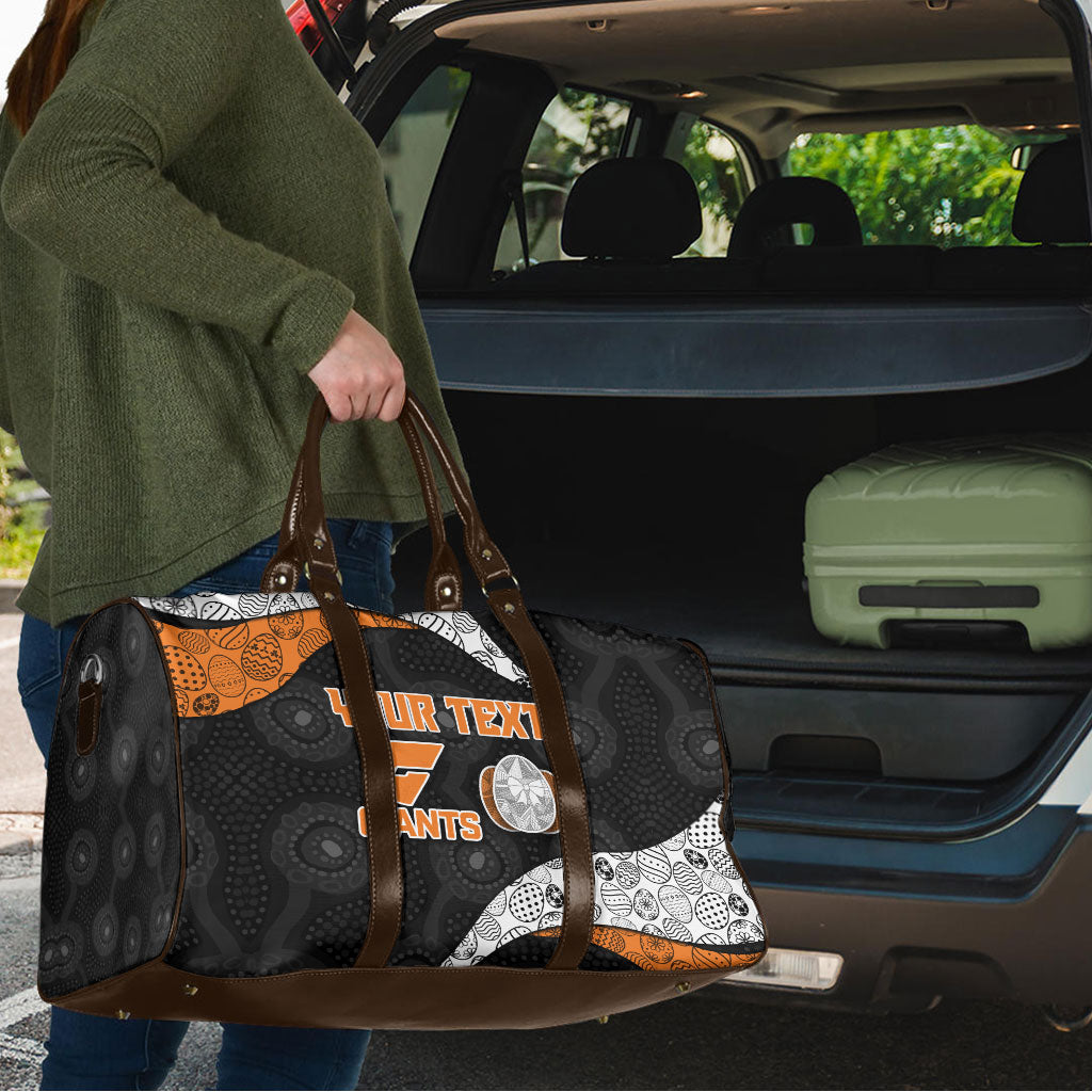 Personalized Giants Football Travel Bag Easter Egg Pattern Orange Monochrome Tribal Dot Style