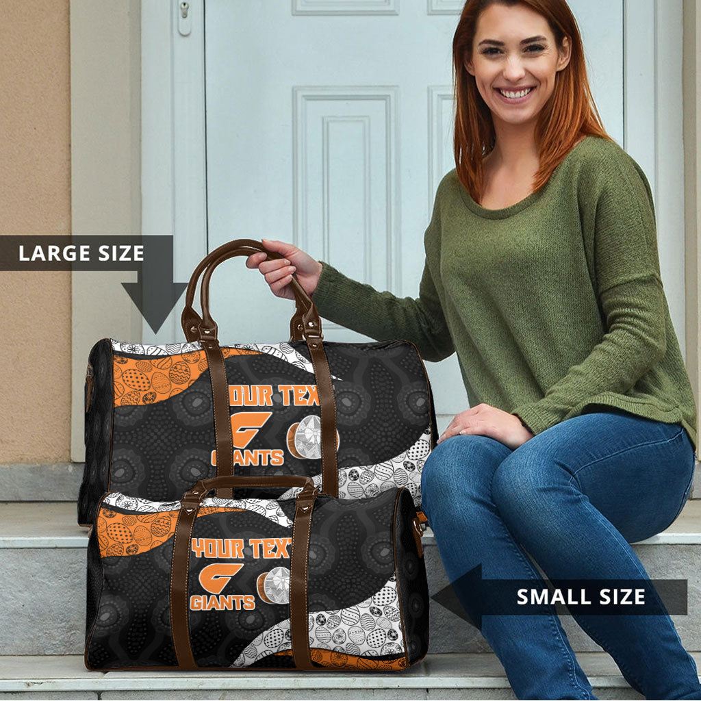 Personalized Giants Football Travel Bag Easter Egg Pattern Orange Monochrome Tribal Dot Style