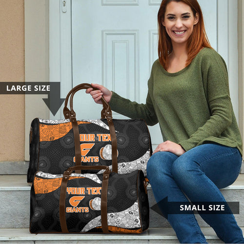Personalized Giants Football Travel Bag Easter Egg Pattern Orange Monochrome Tribal Dot Style