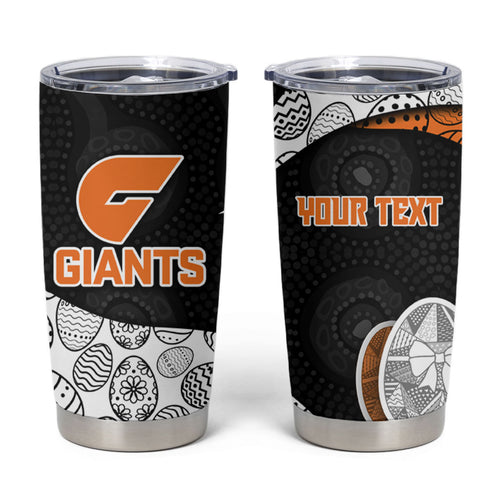 Personalized Giants Football Tumbler Cup Easter Egg Pattern Orange Monochrome Tribal Dot Style